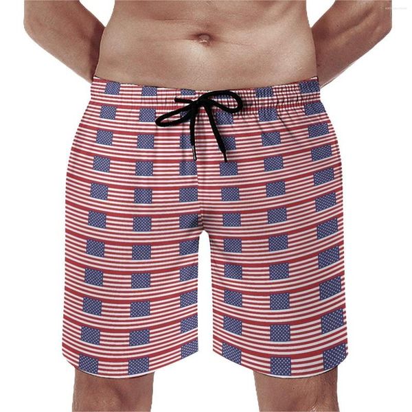 Pantaloncini da uomo USA Flag Print Board Stati Uniti d'America Pantaloni corti da spiaggia retrò Sport Fitness Costume da bagno ad asciugatura rapida Regalo di compleanno