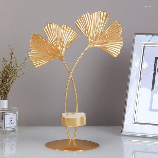 Castiçais nórdicos ouro ginkgo folha castiçal sala de estar decoração para casa acessórios festa casamento castiçal