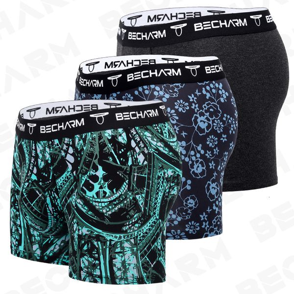 Mutande 3 pezzi Lotto Mutandine da uomo Uomo Uomo Confezione Pantaloncini Boxer Slip da uomo Set Stampa Boxer di grandi dimensioni Nero Verde Blu 230824