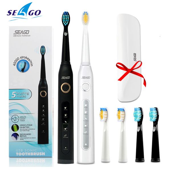 Зубная щетка Seago SG507B Электрические зубные щетки Sonic Автоматическое время для взрослых щетки USB.