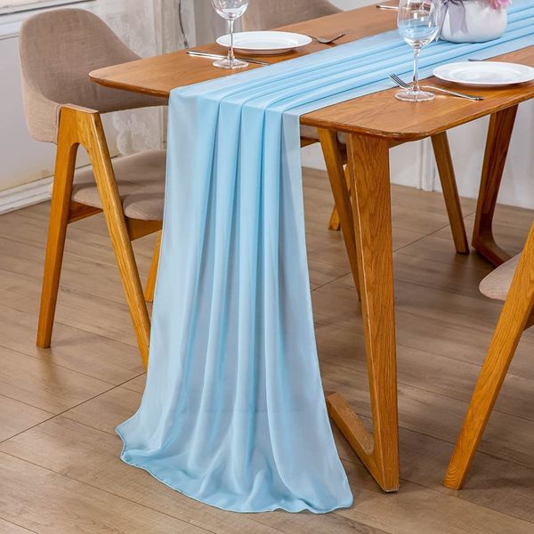 Corredor de mesa 10ft casamento chiffon corredor romântico longo sheer gaze mesa de jantar decoração boho festa de casamento nupcial chuveiro mesa capa 230824