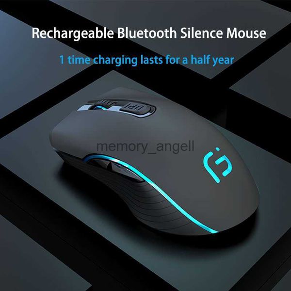 Mouse sem fio para laptop Bluetooth Silêncio Full Size RGB recarregável com Nano USB 3 DPI 6 botões para iPad Mac Tablet Macbook HKD230825