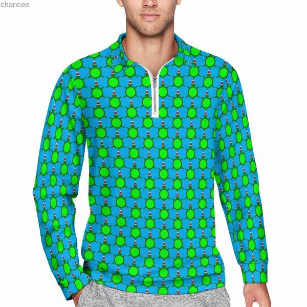 Camisas polo fofas de tartarugas de Natal, camisas casuais de animais diários, manga comprida, gola virada para baixo, design estético, camisetas grandes HKD230825