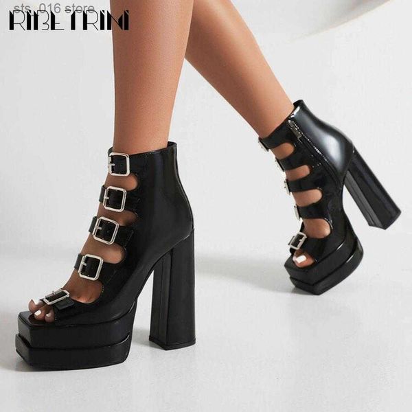 Stiefel Große Größe 48 Weibliche High Heel Sandalen Reißverschluss Schnalle Peep Toe Plattform Sandalen Frau 2023 Design Coole Mode Kleid lässig Rom Schuhe T230824