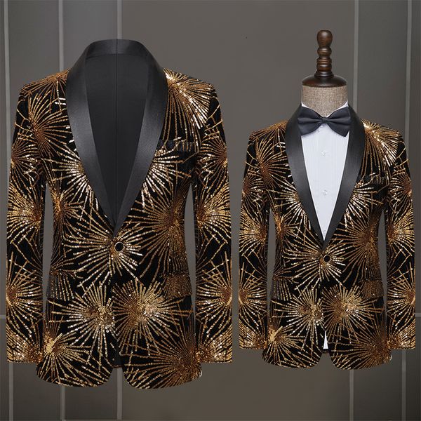 Ternos masculinos blazers na moda lantejoulas cantor palco desempenho anfitrião vestido terno casaco jaqueta smoking senhores casamento noivo 230824