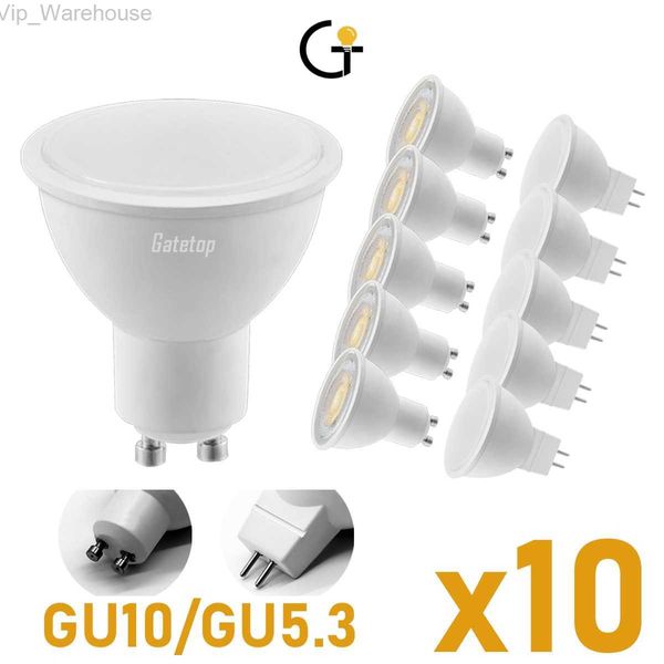 10 PÇS/LOTE Spot Foco Gu10 GU5.3 Spotlight AC220V 3W-8W 3000K/4000K/6000K Lâmpada de luz LED para decoração de casa Substituir lâmpada halógena HKD230824