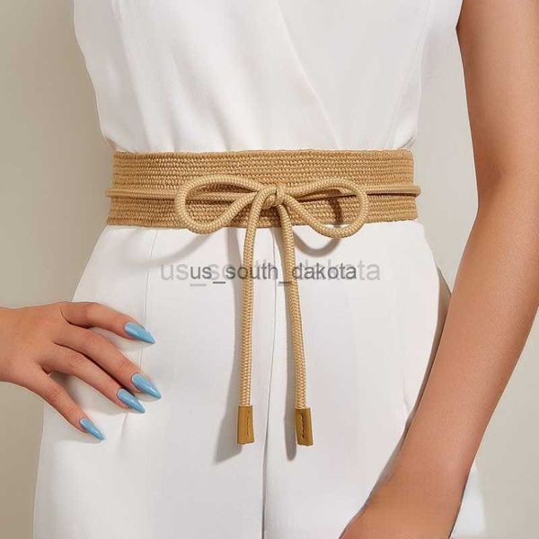 Cintos nova versão coreana de cinto de corda para mulheres moda tudo-em-um vestido boêmio estilo pastoral pp grama tecido cinto largo verão l0825