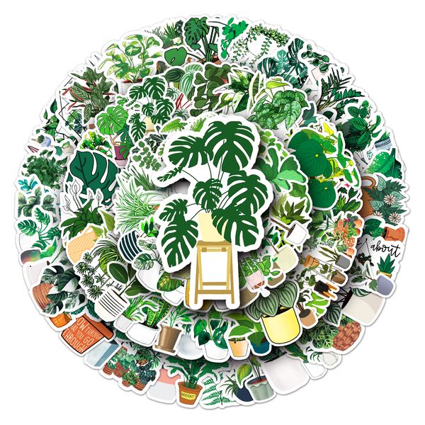 100 pezzi adesivi per piante impermeabili decorazione in PVC cellulare diario auto cartone animato fresco