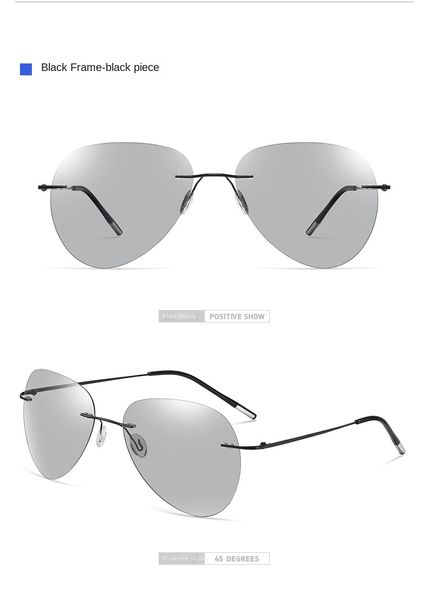 Nuovi occhiali da sole colorati senza montatura polarizzati leggeri in titanio ultraleggeri per occhiali da guida da uomo, occhiali da giorno e da notte