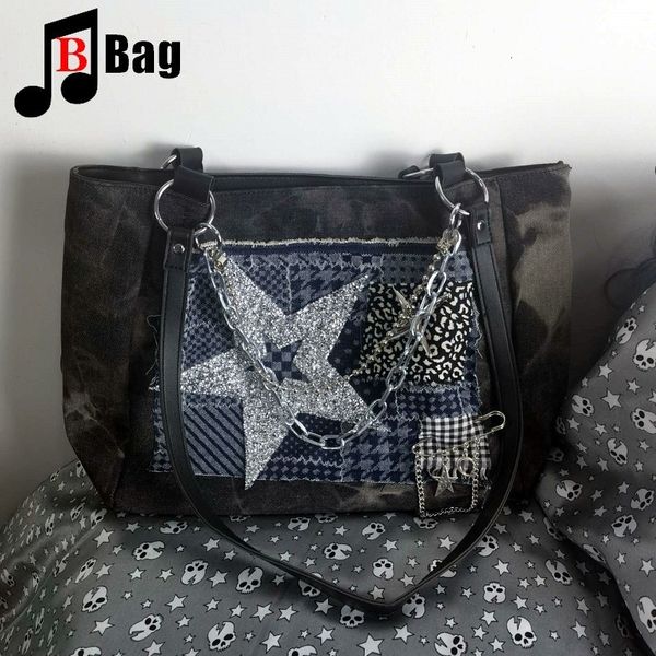 Вечерние сумки женская хараджуку для плеча сумки для готических сумочек сумки y2k Girl Bling Star Star Cosplay Punk Tote Tote Gothic Underarm Bag 230824
