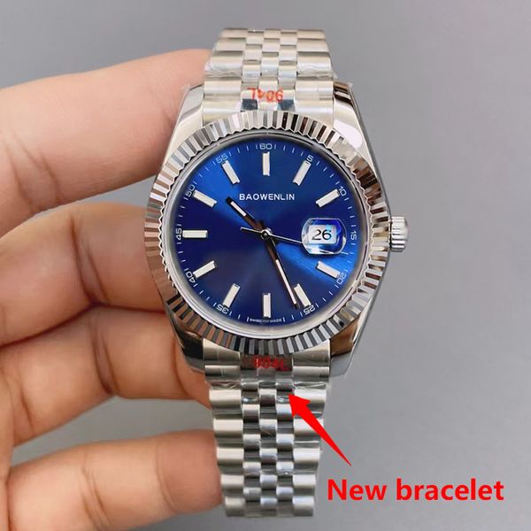 Orologio da uomo di design meccanico automatico U1 Nuova cassa in acciaio inossidabile con cinque perline a testa piccola ST9 Orologi con diamanti impermeabili con zaffiro 126334 Orologi serie blu