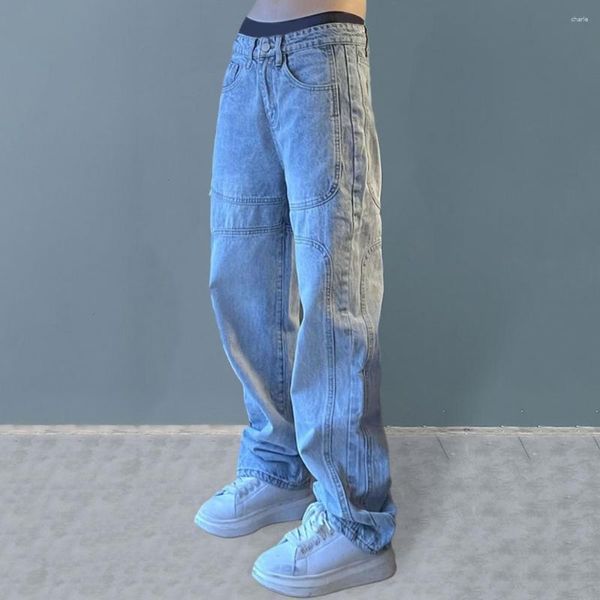 Jeans da uomo 2023 moda coreana Baggy classico unisex uomo dritto denim pantaloni larghi Hip Hop Bagy azzurro