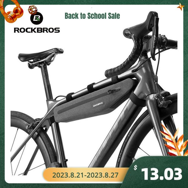 Borse laterali ROCKBROS Borsa da bici completamente impermeabile da 1,5 litri Tubo anteriore Triangolo con doppia cerniera Borsa da bicicletta antigraffio Accessori bici 230824