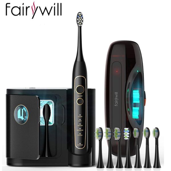 Spazzolino Fairywill Spazzolino elettrico sonico FW-2056 Sostituzione professionale ad ultrasuoni ad alta tecnologia Custodia da viaggio con 8 testine SPINA USA 230824