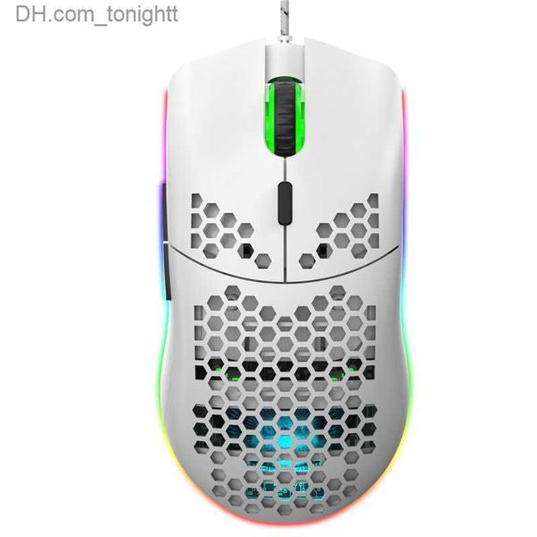 Highend leve usb wired gaming mouse rgb ratos 6400 dpi favo de mel oco para computador portátil branco preto macro programação q230825