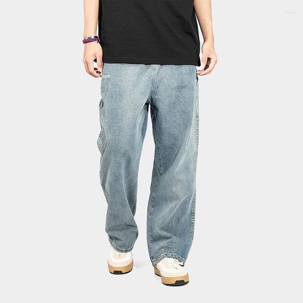 Jeans da uomo in Europa e negli Stati Uniti High Street Hip Hop Fashion Brand lavati da uomo semplici pantaloni casual larghi oversize autunno