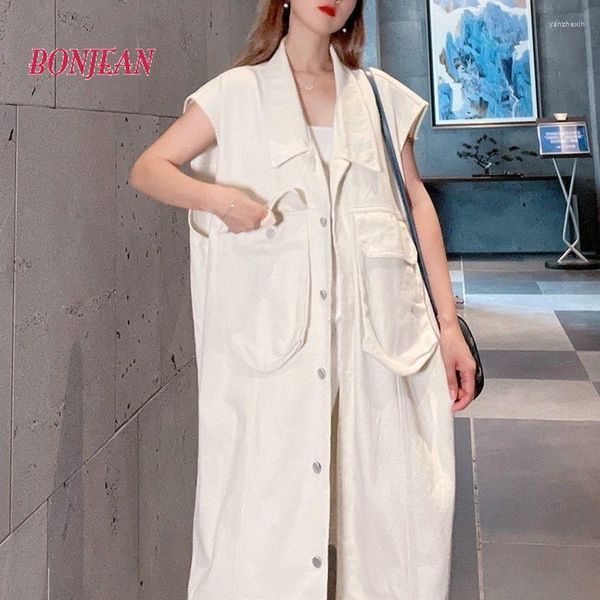 Jaquetas femininas para mulher 2023 primavera outono causal bolso denim jaqueta solta oversized trench coats superior branco preto jean mulher