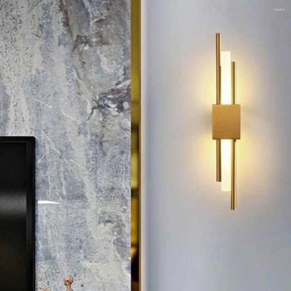 Lâmpadas de parede LED lâmpada moderna moda criativa preto e bronze bronze ouro 50cm metal acrílico tubo sala de estar quarto corredor