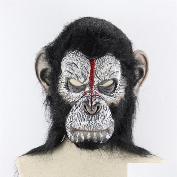 Máscaras de festa Planeta dos Macacos Halloween Cosplay Gorilla Masquerade Máscara Macaco Rei Trajes Caps Realistas Y200103 Drop Delivery3151