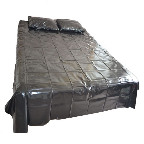 Mobília sexual Preto PVC lençol plano à prova d'água 1 par fronha zíper pvc lençol impermeável pvc sexo lençol brinquedos sexuais brinquedos adultos BDSM 230825