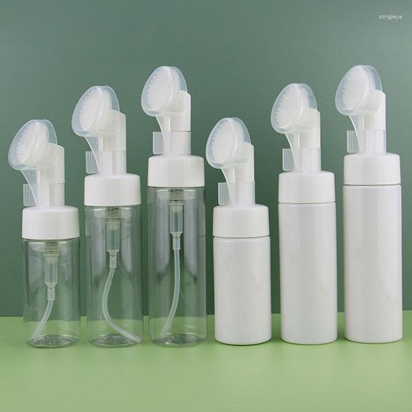 Bottiglie di stoccaggio 20 pezzi Schiuma di sapone Detergente viso Schiuma di mousse con pennello pulito in silicone Contenitori dispenser con pompa portatile da 100 ml-250 ml