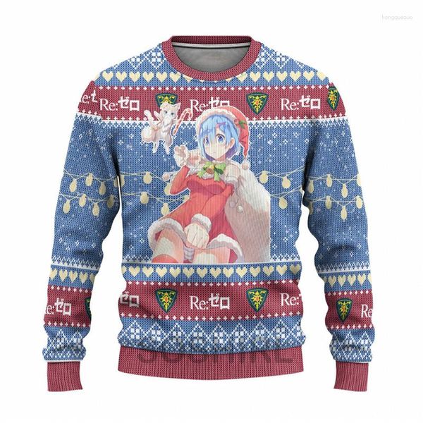 Felpe con cappuccio da donna Divertente brutta felpa in pile di Natale Sexy Emilia Anime Moda Pullover Ragazze Hip Hop Streetwear Abbigliamento uomo Rem Coppia