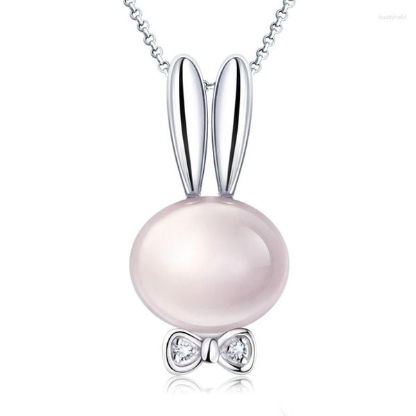 Подвесные ожерелья натуральная розовая каменная луна ожерелье топ -качество подарки для любителей девочки модные украшения свадьба свадьба