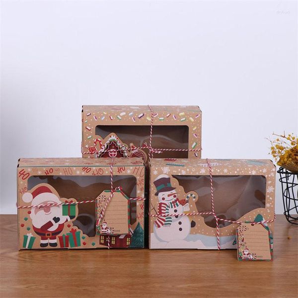 Jewelry Pouches Kraft Paper Boxes Merry Christmas Gift Box Food Candy Cookies Packaging Bag For Party Supplies Year Xmas Decoration