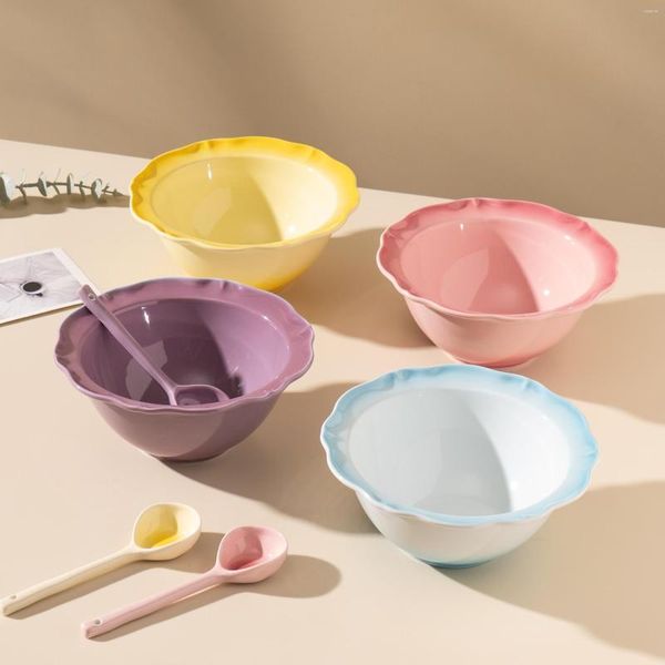 Ciotole in stile coreano semplice sfumatura colorata in ceramica e piatti nel vento zuppa di tagliatelle stoviglie per la casa