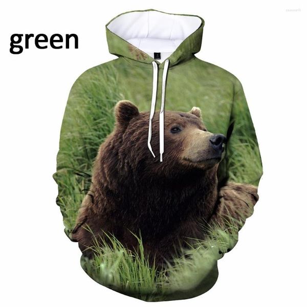 Herren Hoodies Bär 3D-Druck Kapuzenpullover Unisex Langarm Frühling Herbst Mode Paar Casual