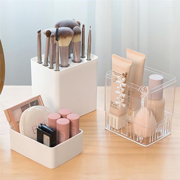 Aufbewahrungsboxen Praktischer Make-up-Pinselhalter-Organizer für kosmetische Make-up-Organisatoren Lippenstift-Bleistiftregal Staubdichte Box
