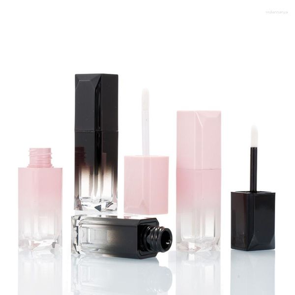 Garrafas de armazenamento 5ml mini vazio quadrado gradiente plástico lip gloss tubos com tubo de escova de batom diy esmalte recipientes de amostra de óleo