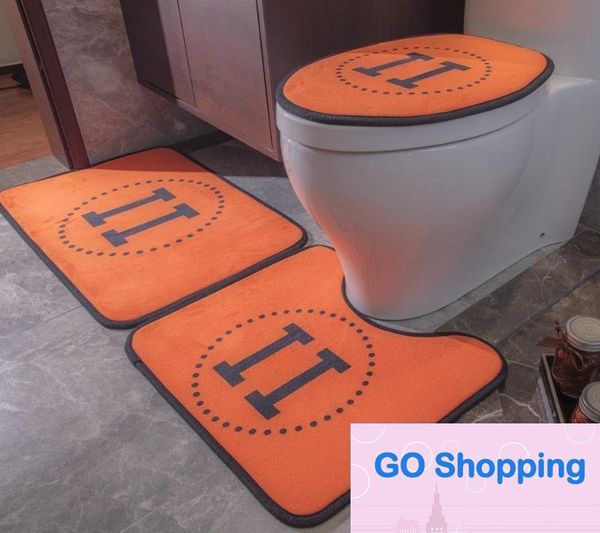 Fabrika Outlet Banyo Paspasları Modaya Baskılı Tuvalet Kapağı Mat Ev Banyo Pazlan Halı Slip 3 PCS Set