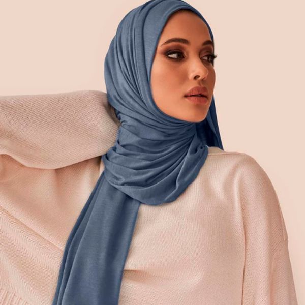 Lenços Moda Modal Algodão Jersey Hijab Lenço Longo Xaile Muçulmano Liso Macio Turbante Gravata Cabeça Wraps para Mulheres África Headband 170x60cm 230825