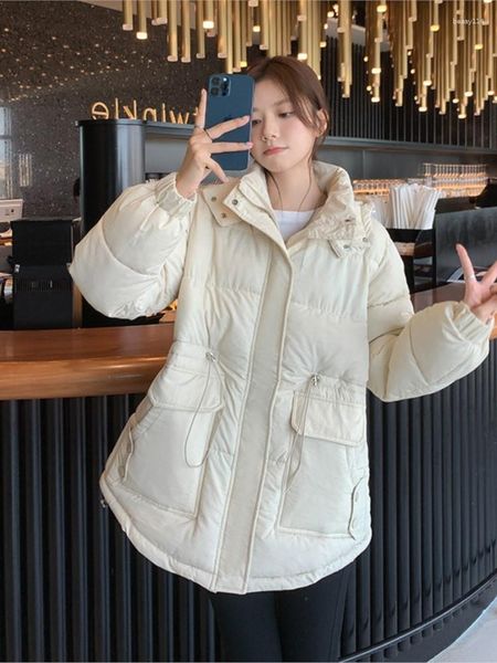 Frauen Trenchcoats Winter Koreanischen Stil Lose Dicke Enge Taille Große Tasche Kurze Helle Unten Baumwolle Mit Kapuze Frauen 613HZX