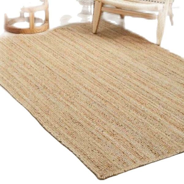 Teppiche, natürlicher Jute-Teppich, quadratische Form, handgefertigt, geflochten, 1,2 x 1,2 m, moderne Optik