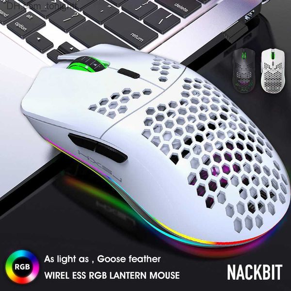 2,4G Беспроводная мыши RGB Light Honeycomb Rechargable Gaming Mouse Настольные компьютеры компьютеров ноутбука ноутбука Mice Mice Gamer Q230825