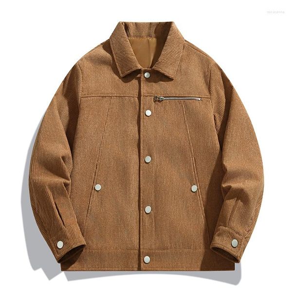 Erkek ceketleri Sonbahar kadife kargo ceket erkekler vintage düğme ceket moda moda kore sokak giyim ince fit dış giyim üstleri erkek artı boyutu