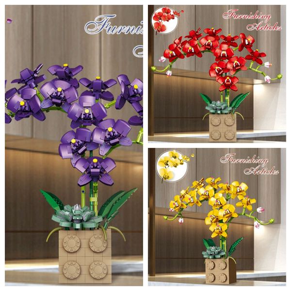 Модельный комплект Fiori Toy Brick Blosts Blogs Funko Pop Bouquet Flower Secchi Decorativi Model Kite Tepin Lepin Brick Build Block Игрушка цветочные игрушки для Kid Christmas Gift