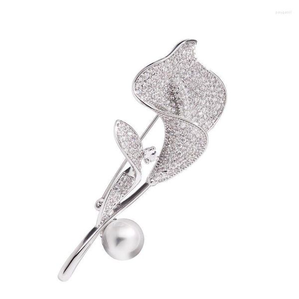 Broschen ANSHELI Elegante Perle Blume Zirkon Für Frauen Bekleidungszubehör Hochzeit Braut Party Geburtstagsgeschenke