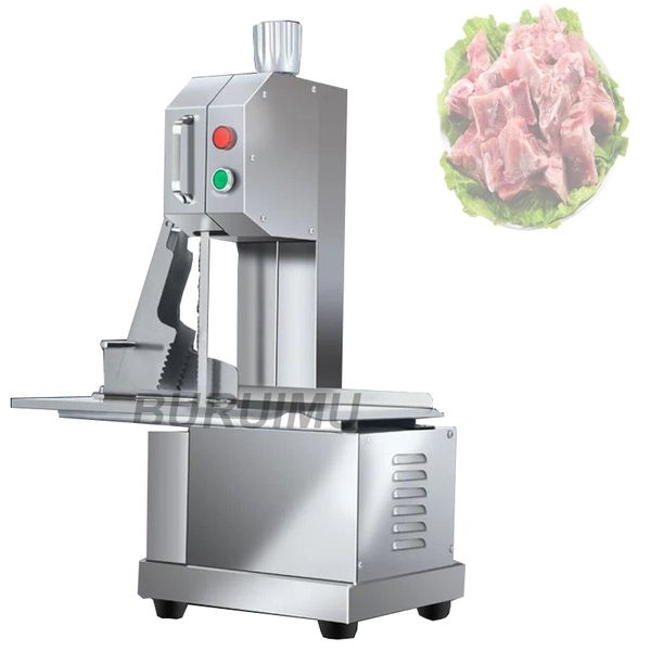 Automatische Fleischknochensäge-Schneidemaschine 850 W mit Schiebetisch, Ganzkörper-Edelstahl für gewerblichen Desktop-Supermarkt