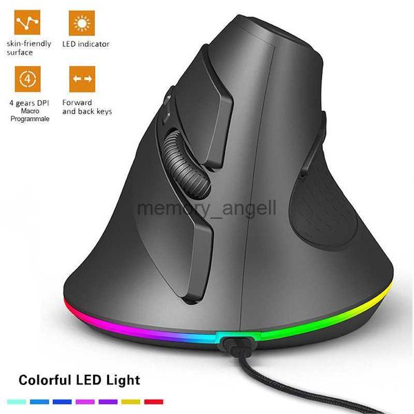 Kablolu dikey arkadan aydınlatmalı fare kablosuz makro programlanabilir RGB ergonomik Mause 3200dpi USB PC Bilgisayar Dizüstü Bilgisayar Mac HKD230825