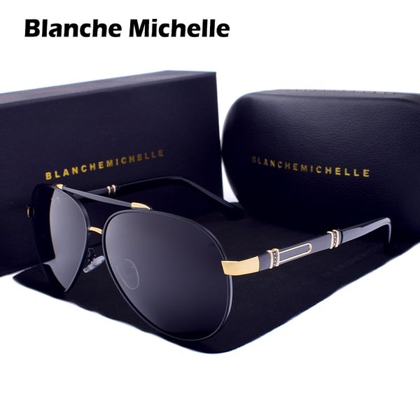 Солнцезащитные очки Blanche Michelle Pilot Polarized Sunglasses Men Men Brand Mirror Sun Glasses езды на UV400 сплав Gafas de Sol Oculos с коробкой 230824