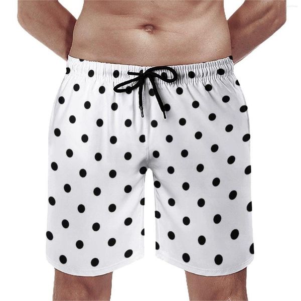 Pantaloncini da uomo Classic a pois da palestra Estate Bianco Nero a pois Sport retrò Fitness Beach Uomo Bauli alla moda ad asciugatura rapida