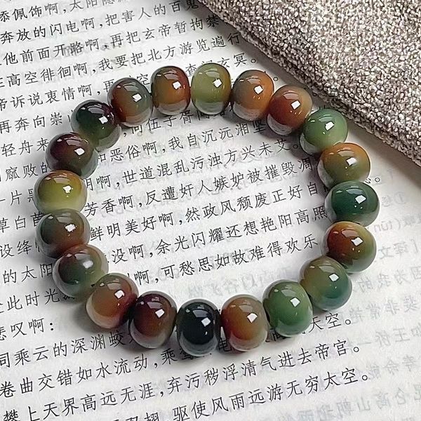 Quartzo sintético natural branco jade bodhi raiz buda grânulo mão corda em torno do dedo macio wen jogar placa pulseira 230824