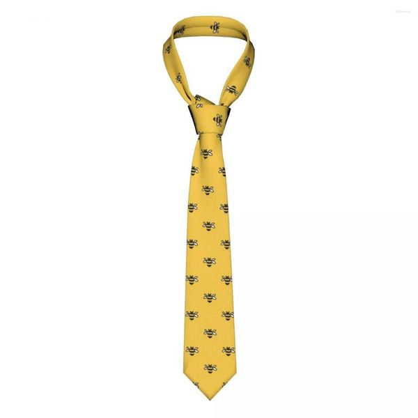 Papillon Cravatte a forma di cartone animato giallo ape Poliestere di seta unisex collo largo 8 cm per accessori da uomo Cravatta Puntelli Cosplay