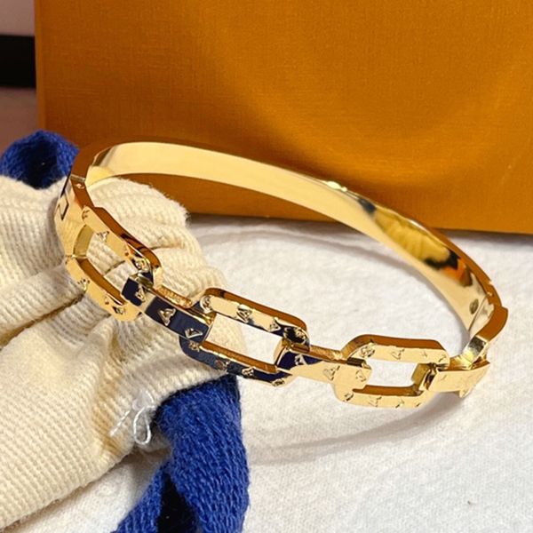 Bracciale di lusso Braccialetti con ciondoli in acciaio inossidabile Uomo Donna Lettera di marca Placcato in oro Catena in finta pelle Amanti Accessori di gioielli di design Regalo di festa