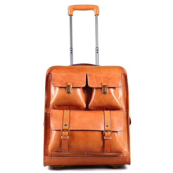 Sacos de noite Bagagem Elegante para Mulheres Homens Moda Malas de Viagem Vintage Couro Genuíno Rolando Business Trolley Bag 230825