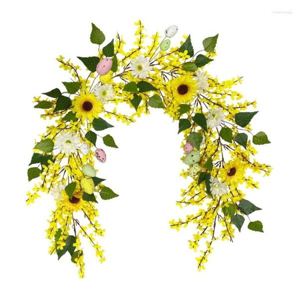 Fiori decorativi Pasqua Uovo colorato Girasole Ghirlanda Ghirlanda Finestra Decorazione porta parete P15F