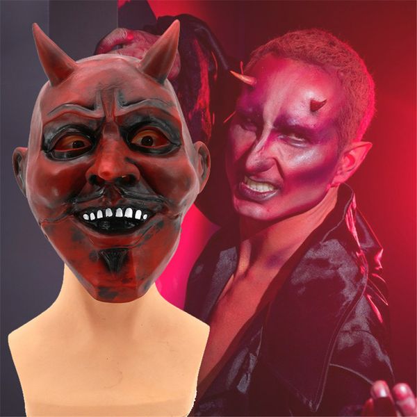 Máscaras de festa Red Demon assustador traje máscaras filme cosplay horror diabo máscara para homens halloween fantasia vestido festa prop fantasma carnaval máscara 230824